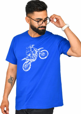Burundi Blu Printed Men Round Neck Blue T-Shirt