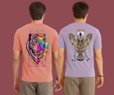 Kintu Parantu Graphic Print Men Round Neck Pink, Purple T-Shirt