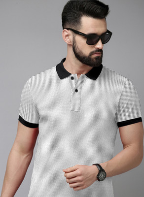 Billion Printed Men Polo Neck White, Black T-Shirt