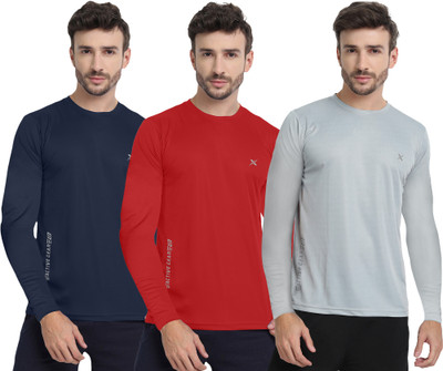FTX Solid Men Round Neck Multicolor T-Shirt