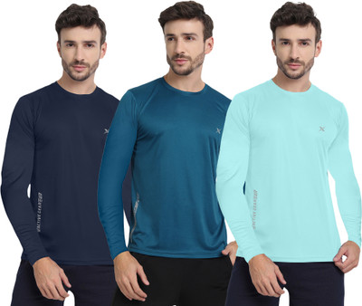 FTX Solid Men Round Neck Multicolor T-Shirt