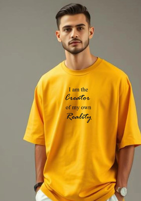 UrGear Printed Men Round Neck Yellow T-Shirt