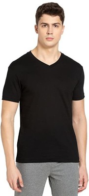 Packagingstore Solid Men V Neck Black T-Shirt