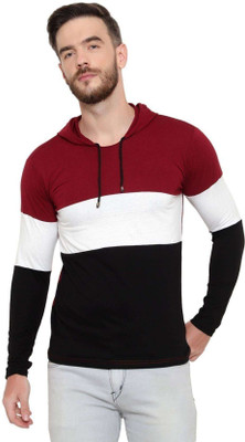 AKASHFASHION Colorblock Men Hooded Neck Multicolor T-Shirt