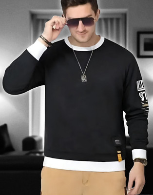 Autna Printed Men Round Neck Black T-Shirt