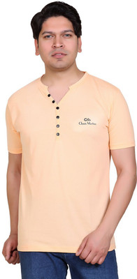 Classic Martino Solid Men Henley Neck Light Green T-Shirt