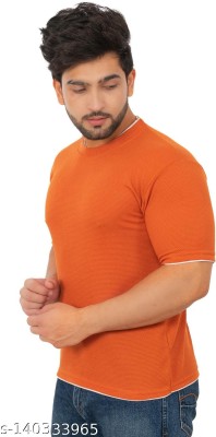 Bliss Bell Solid Men Polo Neck Orange T-Shirt