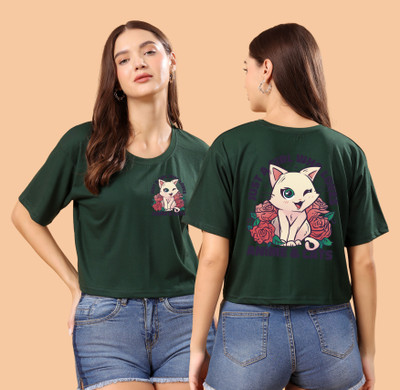 CORSICA Graphic Print Women Round Neck Dark Green T-Shirt