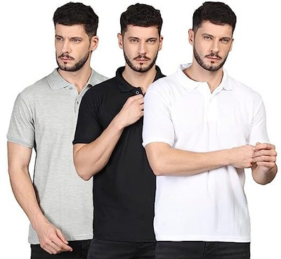 KEOTI Solid Men Polo Neck Multicolor T-Shirt