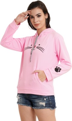 malani fashion Printed Hooded Neck Casual Women Pink Sweater