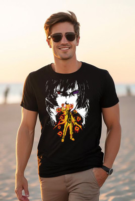 BROTEES Printed Men Round Neck Black T-Shirt