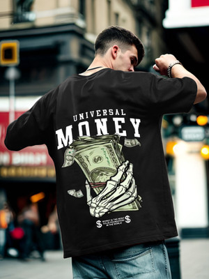 Heartees Printed Men Round Neck Black T-Shirt