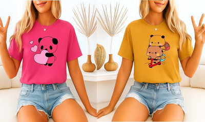 ADIXUS Graphic Print Women Round Neck Pink, Yellow T-Shirt