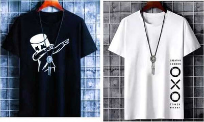 AXXITUDE Printed Men Black, White T-Shirt