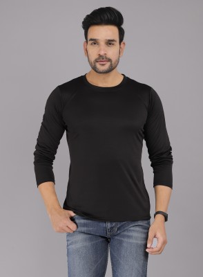 seri choice Solid Men Round Neck Black T-Shirt