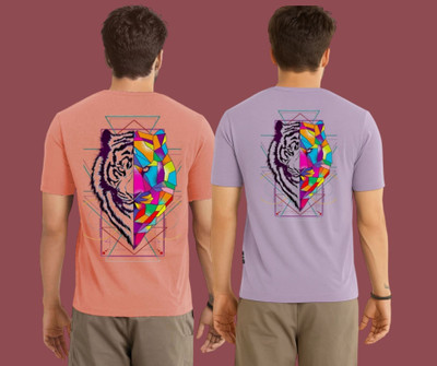 Kintu Parantu Graphic Print Men Round Neck Pink, Purple T-Shirt