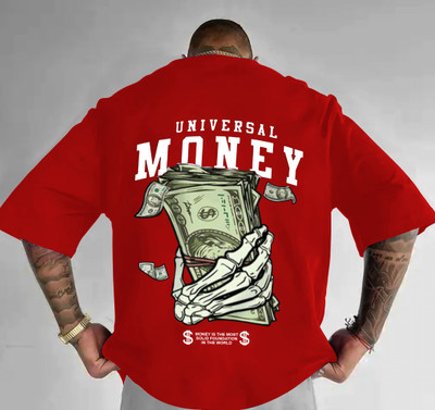 RK CLOTHING Typography, Printed Men Round Neck Red T-Shirt