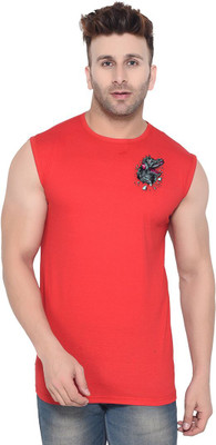 Lawful Casual Printed Men Round Neck Red T-Shirt