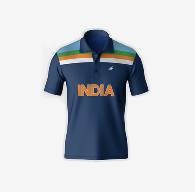 PSAJRCY Printed Men Polo Neck Blue T-Shirt