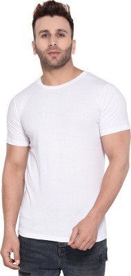 JOYCOOTS Solid Men Round Neck White T-Shirt