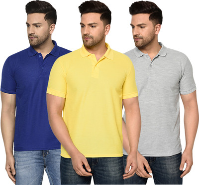 ACENTEO Solid Men Polo Neck Multicolor T-Shirt