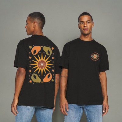 GLOBAL NOMAD Graphic Print Men Round Neck Black T-Shirt