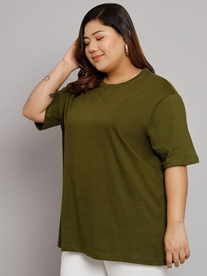 Gujjuunicorns Cartoon Women Round Neck Light Green T-Shirt
