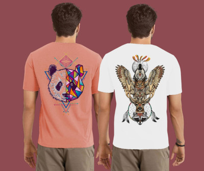 Kintu Parantu Printed Men Round Neck Pink, White T-Shirt