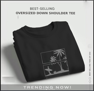 FASHLOOK Printed Men Round Neck Black T-Shirt