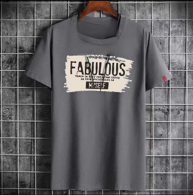 TEE TREE Printed Men Round Neck Grey T-Shirt