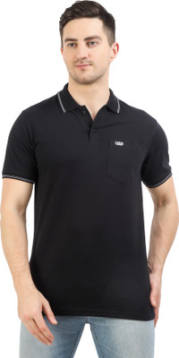 BADOS Solid Men Polo Neck Black T-Shirt