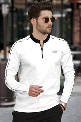 TRIPR Solid Men Mandarin Collar Multicolor T-Shirt
