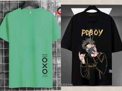 Printed Men Black, Green T-Shirt