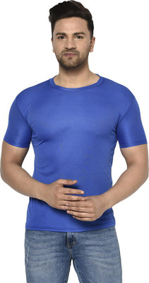 ACENTEO Solid Men Round Neck Light Blue T-Shirt