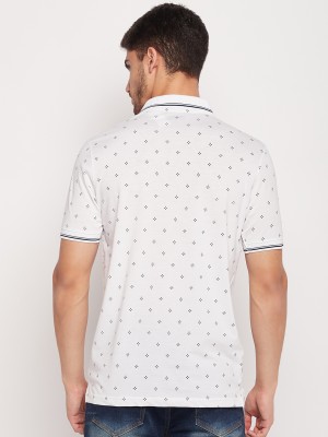 UNIBERRY Printed Men Polo Neck White T-Shirt