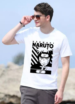 MOON IN Printed, Typography Men Round Neck White T-Shirt