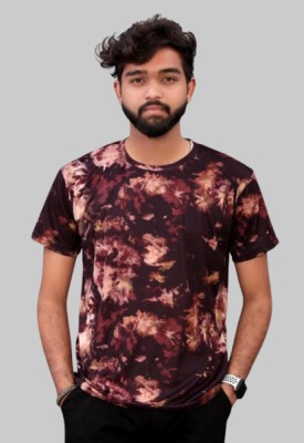 AYU ENTERPRISE Tie & Dye Men Round Neck Brown T-Shirt