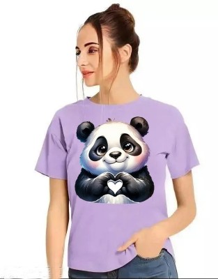 ADIXUS Printed Women Round Neck Purple T-Shirt