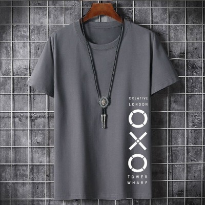 Printed Men Grey T-Shirt