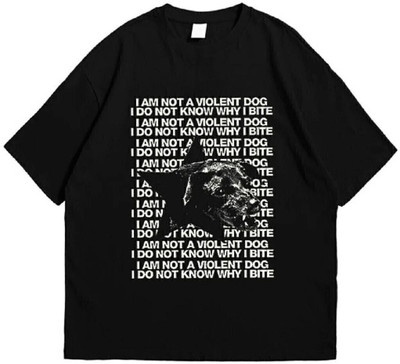 inblak Typography Men Round Neck Reversible Black T-Shirt