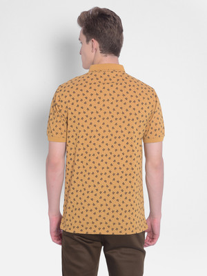 CRIMSOUNE CLUB Printed Men Polo Neck Yellow, Black, Brown T-Shirt