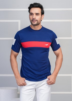 seri choice Printed Men Round Neck Navy Blue T-Shirt