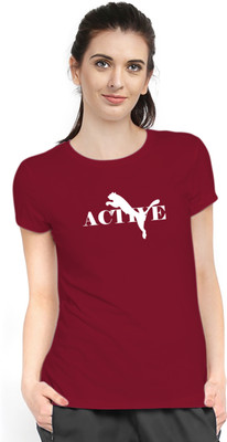 Stylimo Graphic Print Women Round Neck Maroon T-Shirt