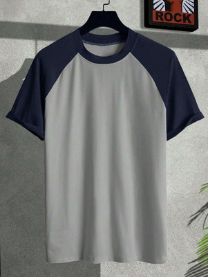 FONIC FASHION Colorblock Men Round Neck Blue, Grey T-Shirt