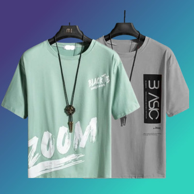 Printed Men Green, Grey T-Shirt