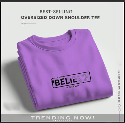 FASHLOOK Printed Men Round Neck Purple T-Shirt