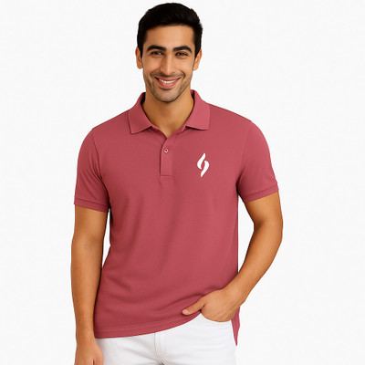 SM SHAYAM CREATION Printed Men Polo Neck Pink T-Shirt