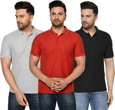 ACENTEO Solid Men Polo Neck Multicolor T-Shirt