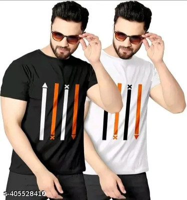 wike denimes Printed Men Round Neck Black, White T-Shirt
