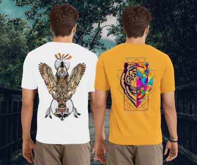 Kasendra Graphic Print Men Round Neck White, Yellow T-Shirt